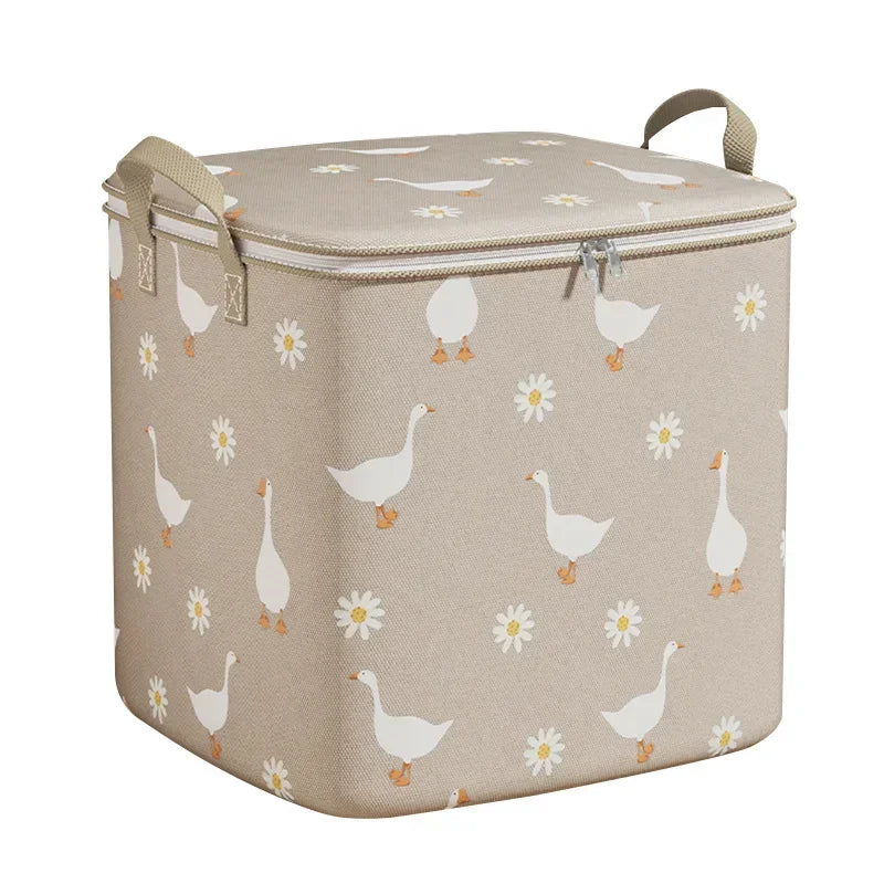 100/140/180L Large-Capacity Quilt Storage Box Wardrobe Clothes Quilt Storage Bag Household Non-Woven Clothing Mobile Luggage