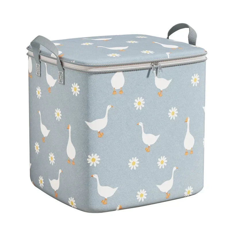 100/140/180L Large-Capacity Quilt Storage Box Wardrobe Clothes Quilt Storage Bag Household Non-Woven Clothing Mobile Luggage