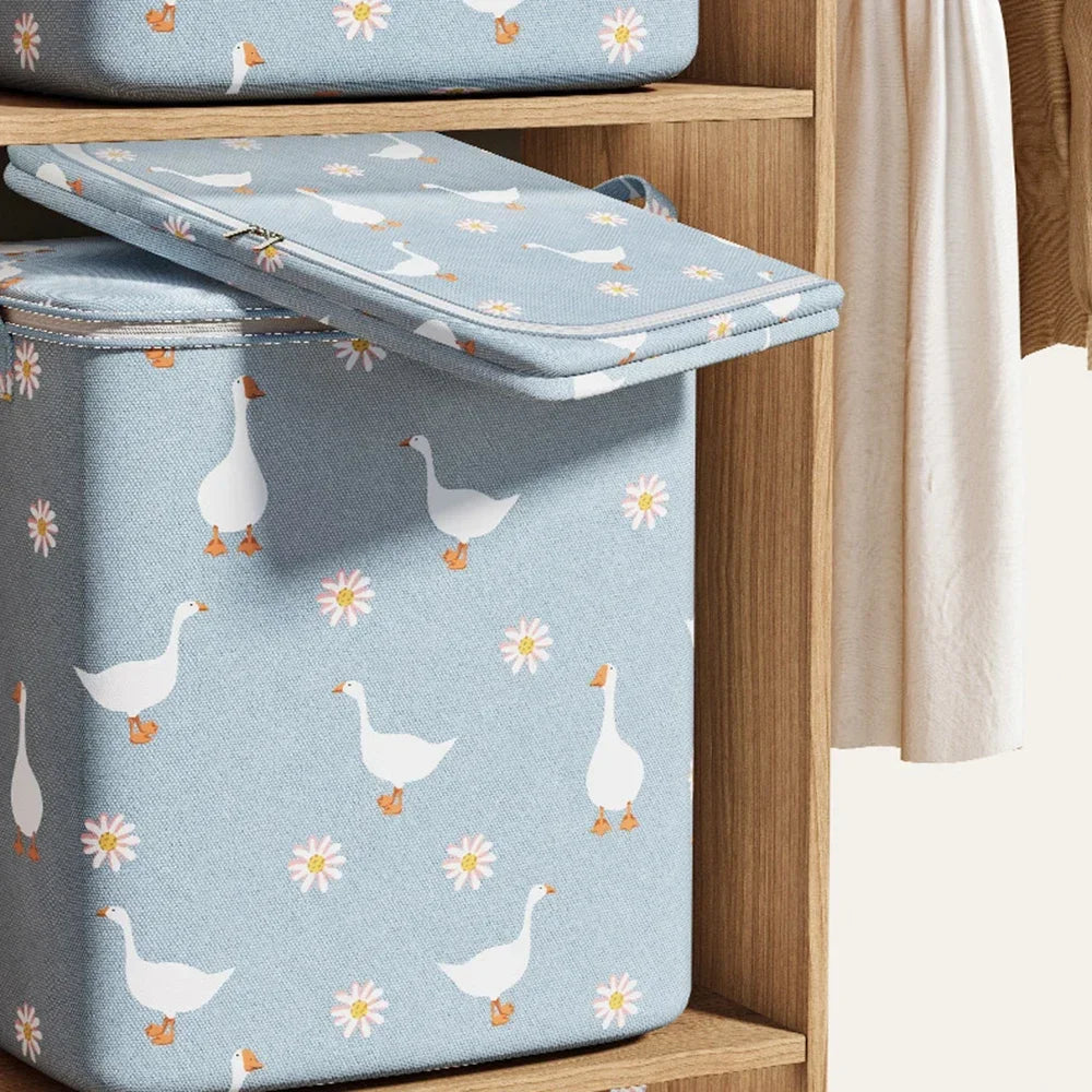 100/140/180L Large-Capacity Quilt Storage Box Wardrobe Clothes Quilt Storage Bag Household Non-Woven Clothing Mobile Luggage