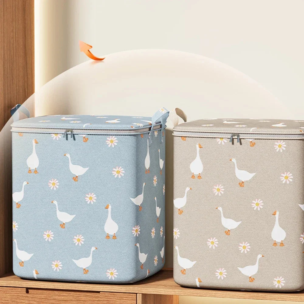 100/140/180L Large-Capacity Quilt Storage Box Wardrobe Clothes Quilt Storage Bag Household Non-Woven Clothing Mobile Luggage