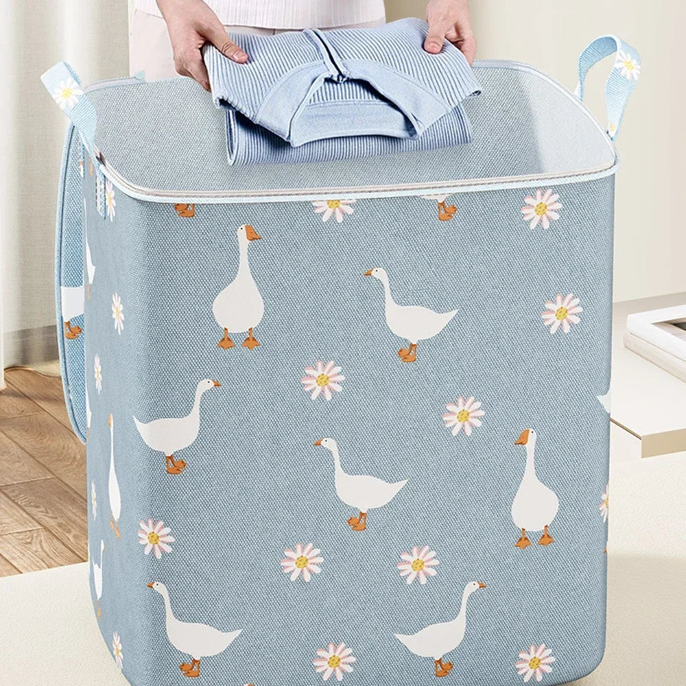 100/140/180L Large-Capacity Quilt Storage Box Wardrobe Clothes Quilt Storage Bag Household Non-Woven Clothing Mobile Luggage
